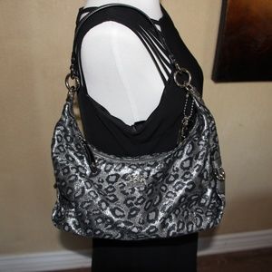 EUC Coach Ocelot Metallic Hobo Purse F14302